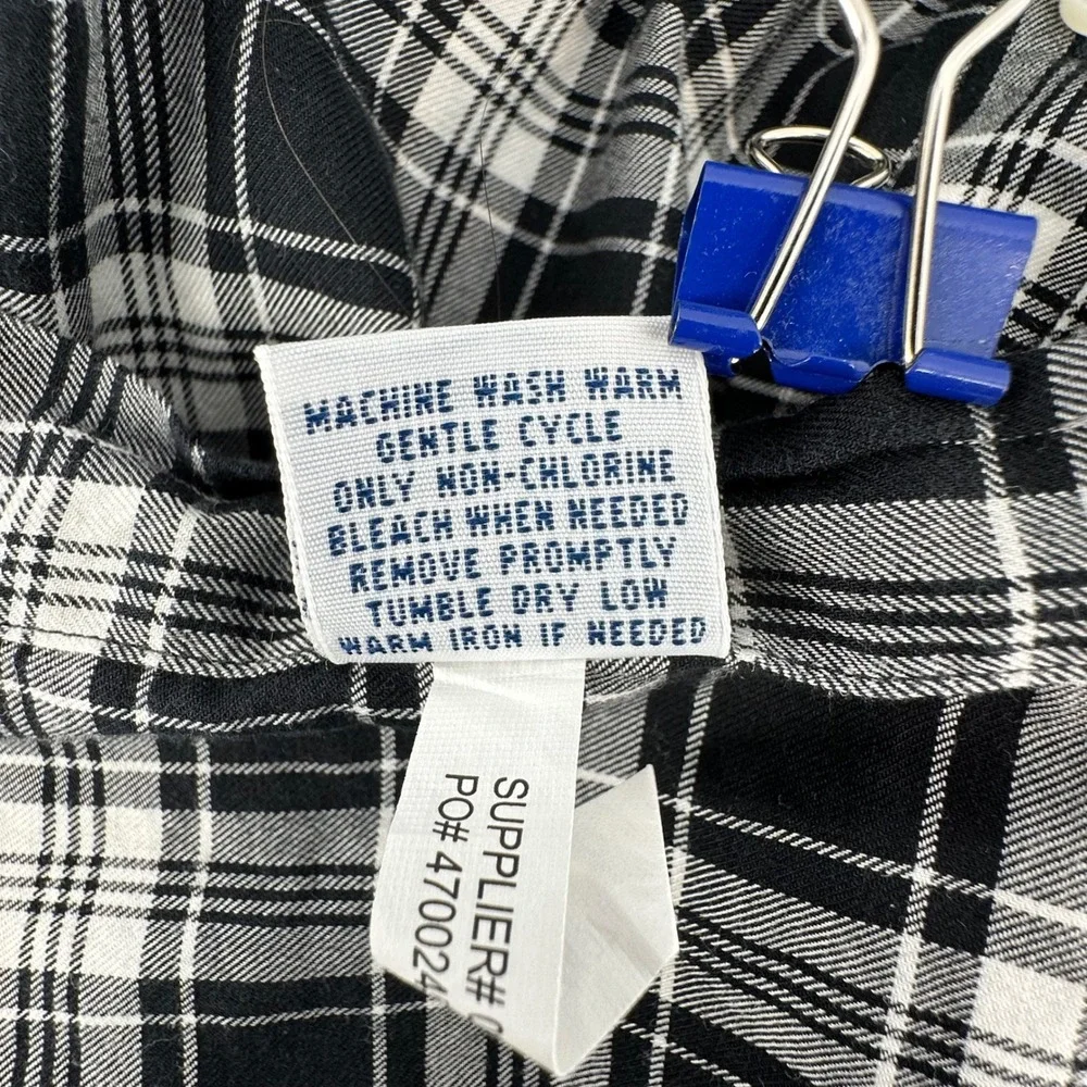 Polo‎ Ralph Lauren Mens XXL Black White Plaid Cotton Button Down Shirt Long Slv